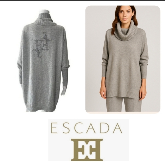 Escada Safina Gray Cowl Neck Sweater Cashmere & Sweatpants Size S - Picture 2 of 16